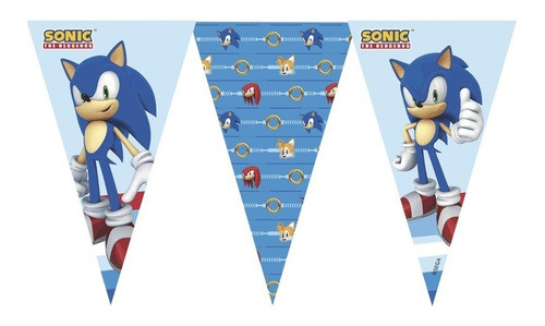 Banderin Triangulo Sonic Personajes Fiesta Cotillon 0