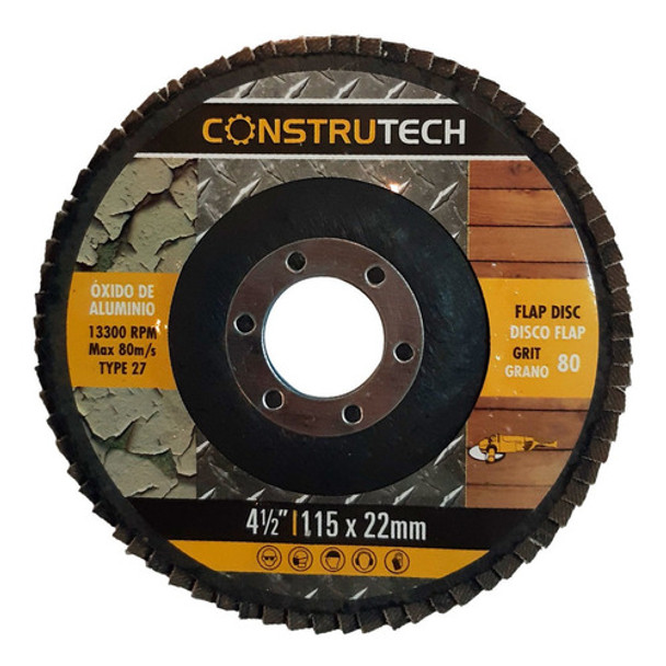 Disco Flap Para Lijar 115mm Construtech Grano 80 G P 0