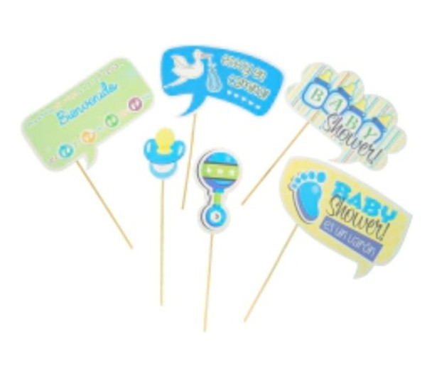 Set Para Fotos Props Divertidas Baby Shower Celeste 0