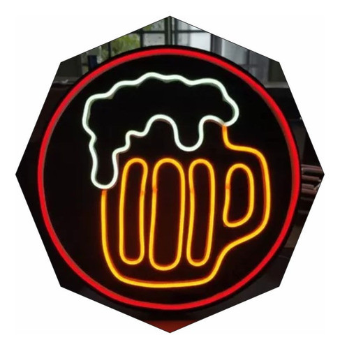 Cartel Neón Led Chopp Circular Apto Exterior 40 Cm Diametro 0