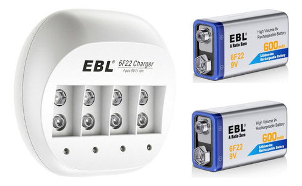 Combo Cargador Ebl Usb Para Baterias 9v + 2 9v De 600mah 0