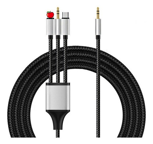 Cable Usb-c + Lighting + 3.5mm A Audio 3.5mm Stereo Celular 0