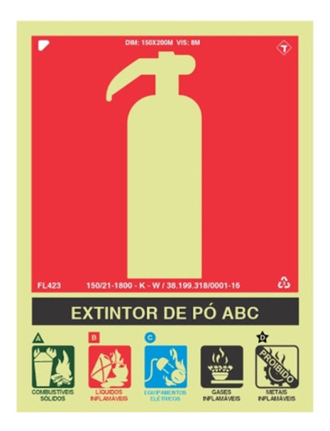 Placa Extintor Abc Fotoluminescentes Kit 10 Pecas 0