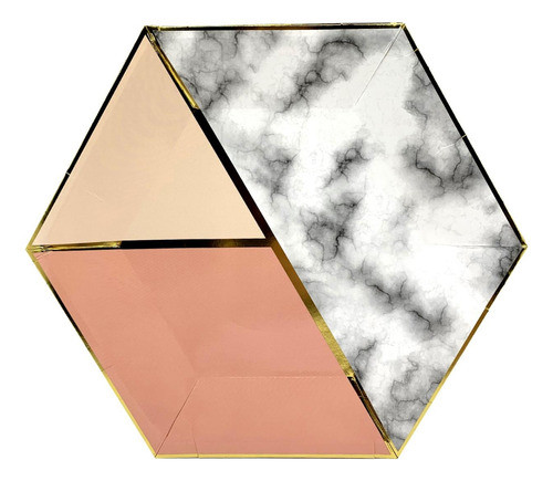 Plato Hexagonal Marmol X10 Unidades 23cm 0