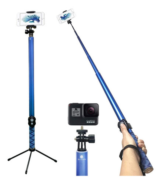 Tripode/selfie Stick Extensible Liviano + Control Azul 0
