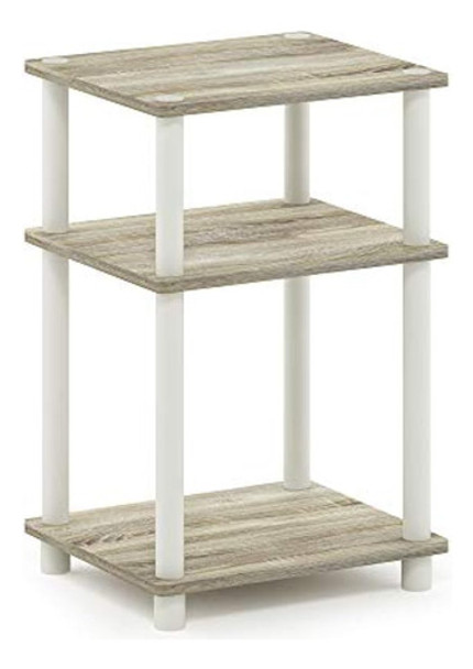 Mesa Auxiliar Furinno Just De 3 Niveles, Paquete De 1, Roble 0