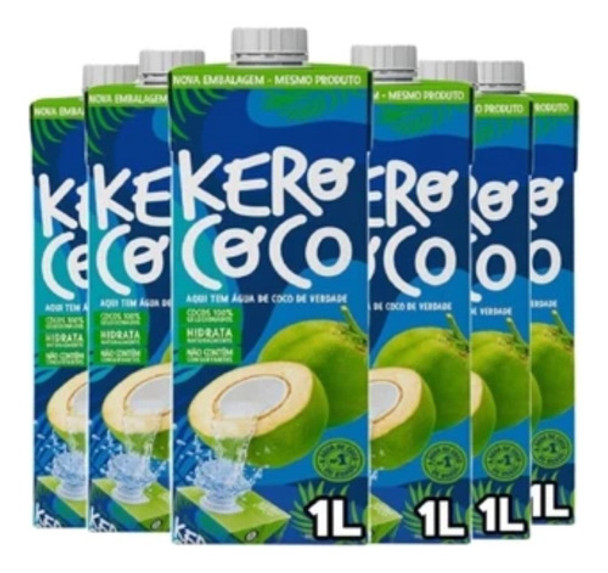 Kit 6 Água De Coco Esterilizada Kero Coco Caixa 1 Litro 0