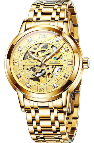 ~? Olevs Gold Skeleton Relojes Mecánicos Automáticos Para Ho 0