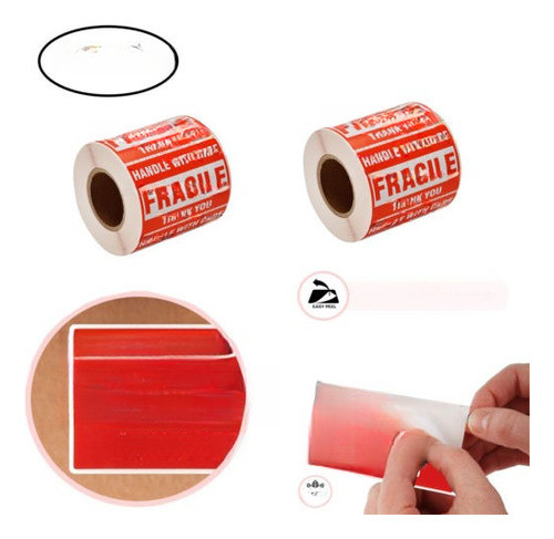 4 Rollos De 2 X 3 Etiquetas Engomadas Frágiles Mango Con Cui 0