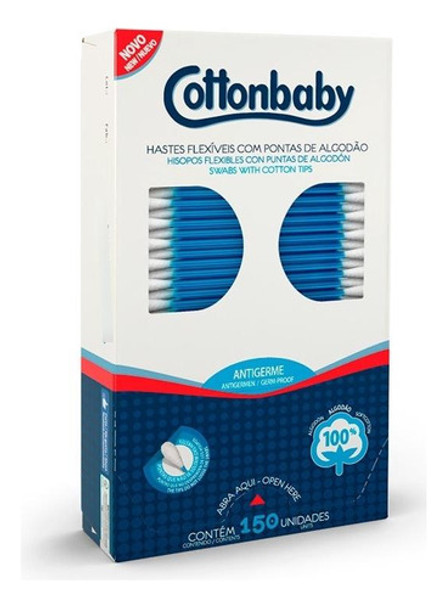 Kit C/ 6 Hastes Flexíveis Cottonbaby Caixa 150 Unidades 0 Kit C/ 6 Hastes Flexíveis Cottonbaby Caixa 150 Unidades 0