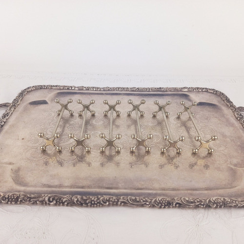 Fino Apoya Cubiertos Antiguo Europeo Plata Impecable Miralo 0