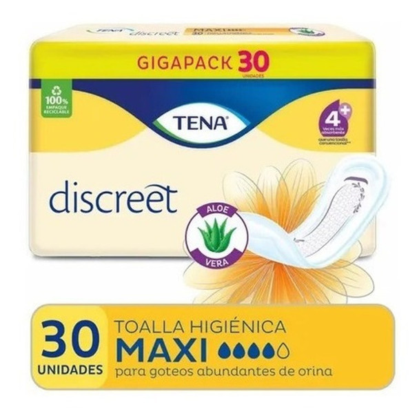 Tena Discreet Maxi Mujer 30 Toallas P/goteo Abundante* Maf 0 Tena Discreet Maxi Mujer 30 Toallas P/goteo Abundante* Maf 0