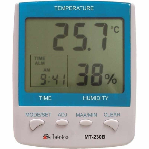 Reloj Temperatura Termohigrómetro Minipa Portátil Mt-230b 0