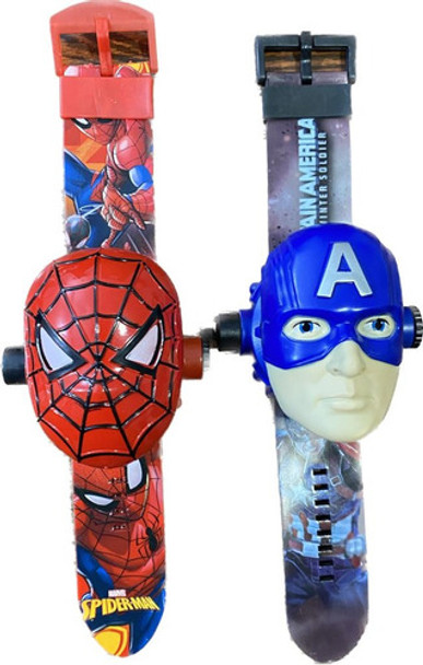 Set X 2 Reloj Proyector 24 Imagenes De Spiderman Y America 0
