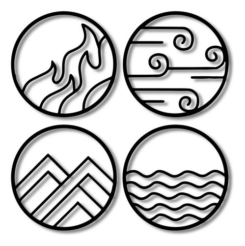 Conjunto Quadros Circulares 4 Elementos Em Mdf 6mm Vazado 0