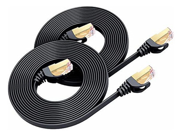 Cat 8 Ethernet Cable 10 Ft 2-pack, Busohe High Speed Flat In 0