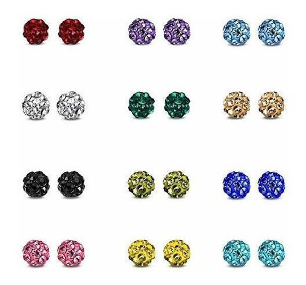 Joyas De Diamantes De Imitacion Pendientes De Bola De Crista 0