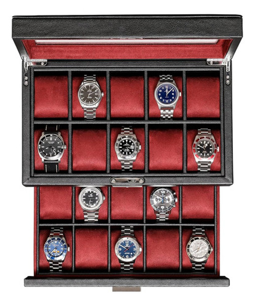 Rothwell 20 Slot Leather Watch Box - Organizador De Joyería 0 Rothwell 20 Slot Leather Watch Box - Organizador De Joyería 0