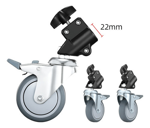 Kit Rodízio 3x Rodas Stand Wheels Tripés E Suportes Estúdio 0