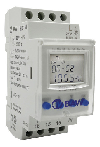 Interruptor Digital Baw Ihd-150 Horario Semanal Din 0