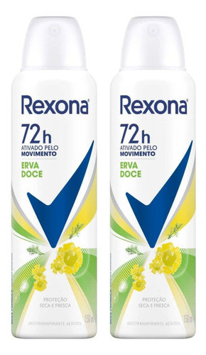 Kit 2 Desodorante Rexona Feminino Erva Doce 72h 150ml 0