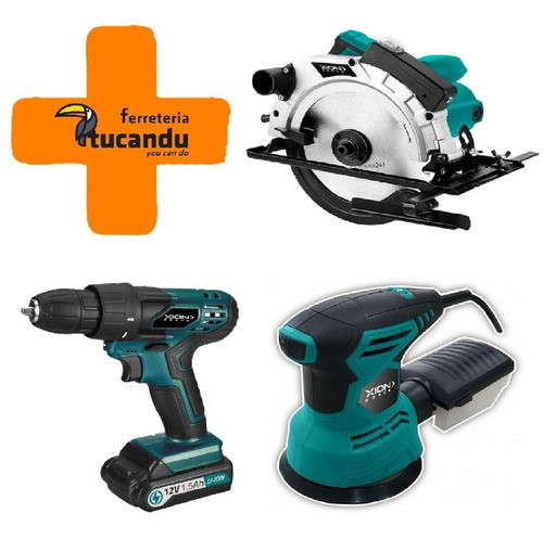 Kit Herramientas Atornillador + Circular + Lijadora Xion Ft 0