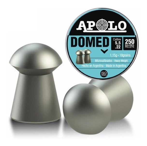 Balines Apolo Domed 5.5mm 250un Peso: 1,15 G - 18 Grains 0