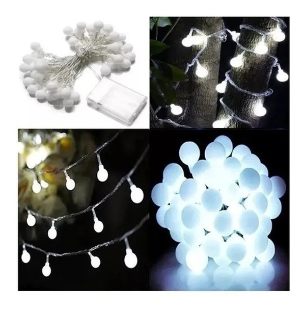 Luces Bolitas 20 Led Guirnalda Luz Fria 3 Mts Pilas Doble A 0