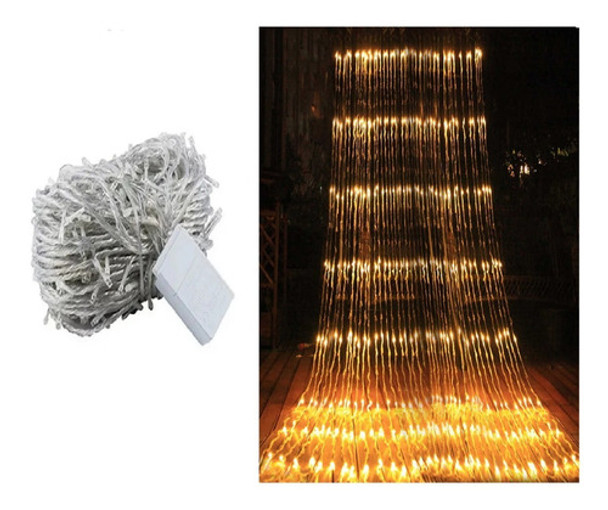 Cortina Cascada Caida De 280 Luces Led Calida 3x2 Mt P/unir 0