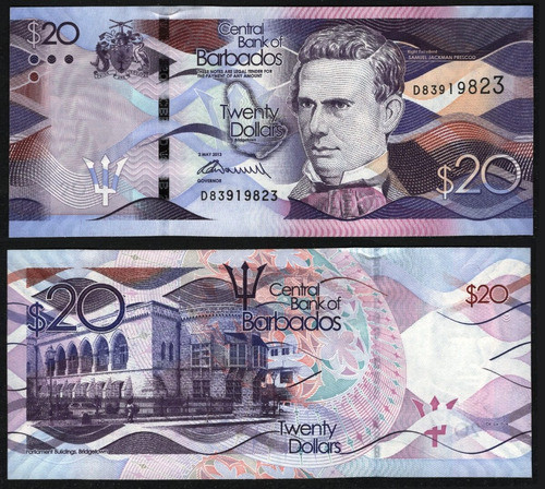 Barbados Billete De 20 Dólares Año 2013 Sin Circular 0