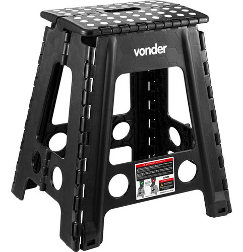 Banqueta Plástica Dobrável Preta 450 Mm Vonder 0