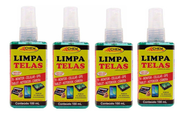 Limpa Tela Limpeza Eficiente 100ml Allchem 4 Unidades 0