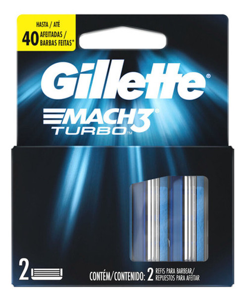 Cartuchos Para Afeitar Gillette Mach3 Turbo X 2 Un 0