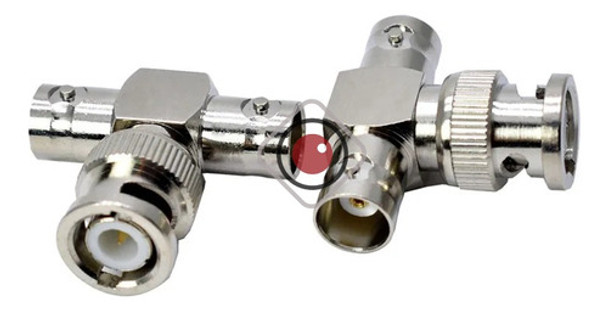 Ficha Conector T Adaptador Bnc Macho 2 Bnc Hembra Video Cctv 0