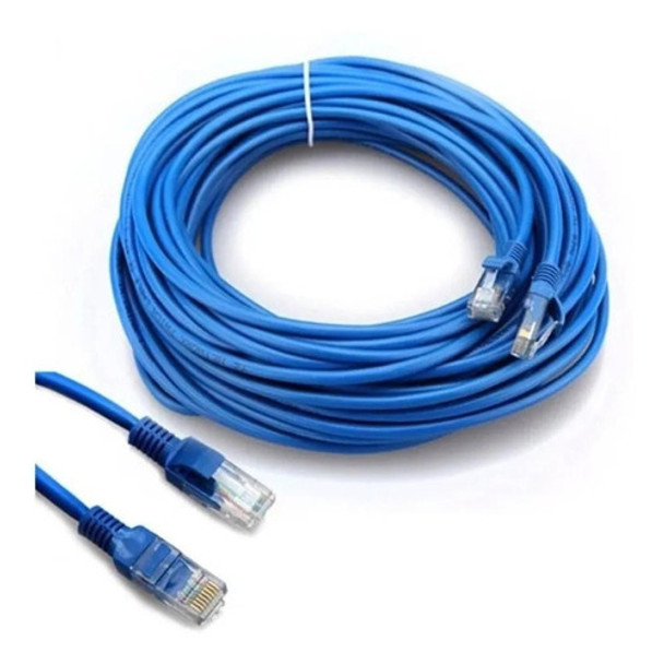 Cabo De Rede Rj45 Montado 15 Metros Ethernet Cat5e Lan Azul 0