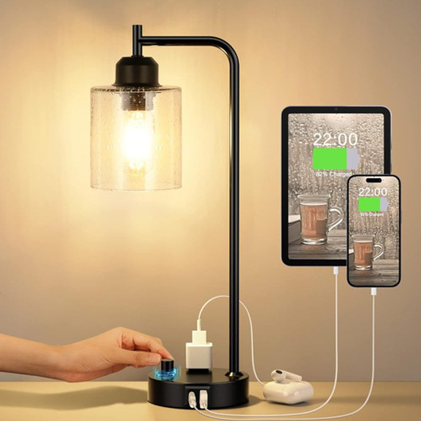 Lámpara De Mesita De Noche Industrial Para Dormitorio - Lámp 0