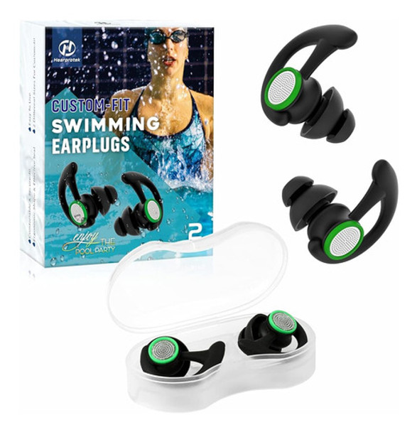 2 Pares De Tapones Para Los Oídos Para Adultos Que Nadan, He 0