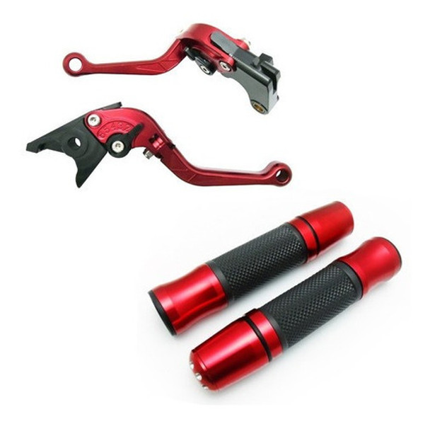 Levas Rebatibles Puño Y Contrapesas Kawasaki Zx12r Rojo Mk 0