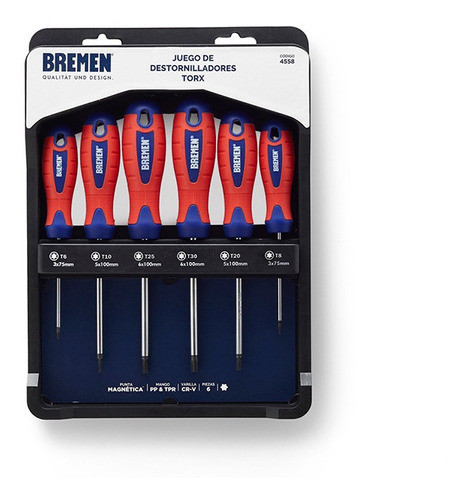 Set Juego Destornilladores Bremen 6pz Torx Profesional 4558 0