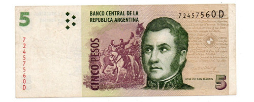 Billete 5 Pesos Convertibles Segundo Diseño Bottero 3319 Mb 0