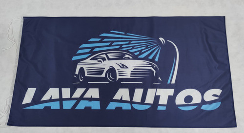 Bandera Para Lava Autos Azul 100 X 50cm De Tela Lavaderos 0