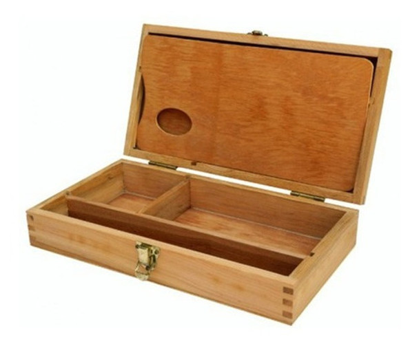 Caja Madera Guindo Corta Porta Pinceles Accesorios C/ Paleta 0