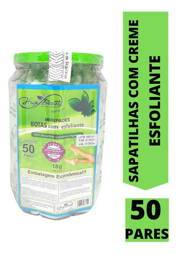 Pote Sapatilhas Com Creme Esfoliante 50 Pares Kit Pedicure 0