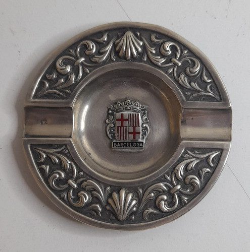 Cenicero De Plata Pequeño Con Escudo De Barcelona 0