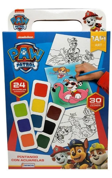 Paw Patrol Pintando Con Acuarelas + De 24 Colores -tapimovil 0
