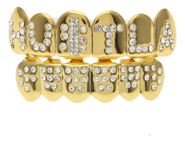 Parrilla Para Dientes Grillz Strass Hustla Dorado 0 Parrilla Para Dientes Grillz Strass Hustla Dorado 0