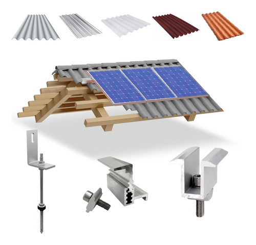 Kit Estrutura Suporte Linha C 03 Placas Solar Viga Madeira 0