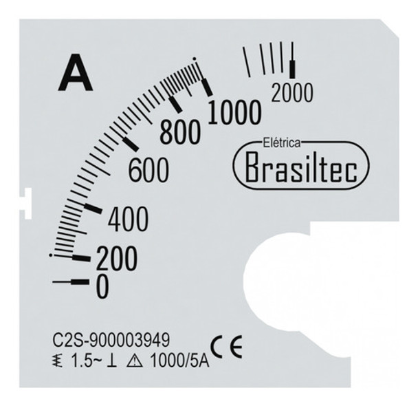 Kit C/ 50 Escala 1000/5 Para Amperimetro Brasiltec 72mm 0