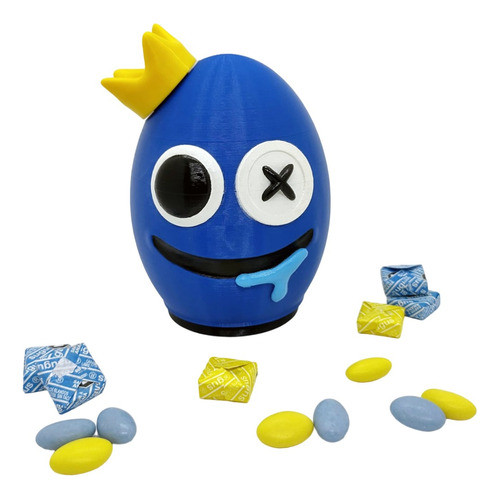 Contenedor Golosinas Huevo Blue Rainbow Friends Impresión 3d 0
