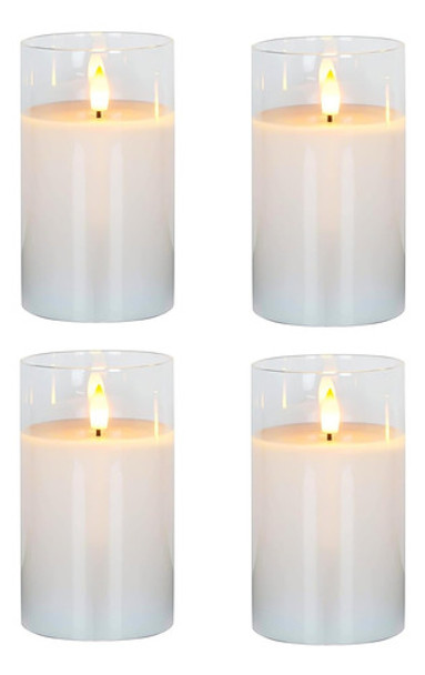 Pack 4 Velas Led A Pila Adorno Tamaño 12.4 Cms 0